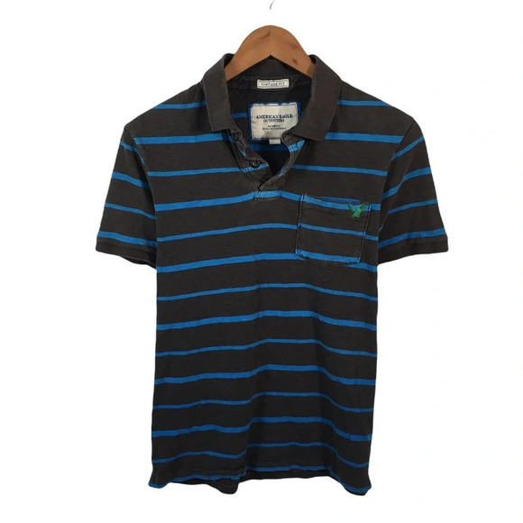 PO471 Mens AMERICAN EAGLE OUTFITTERS Vintage Fit Striped Polo Shirt M - Picture 1 of 4